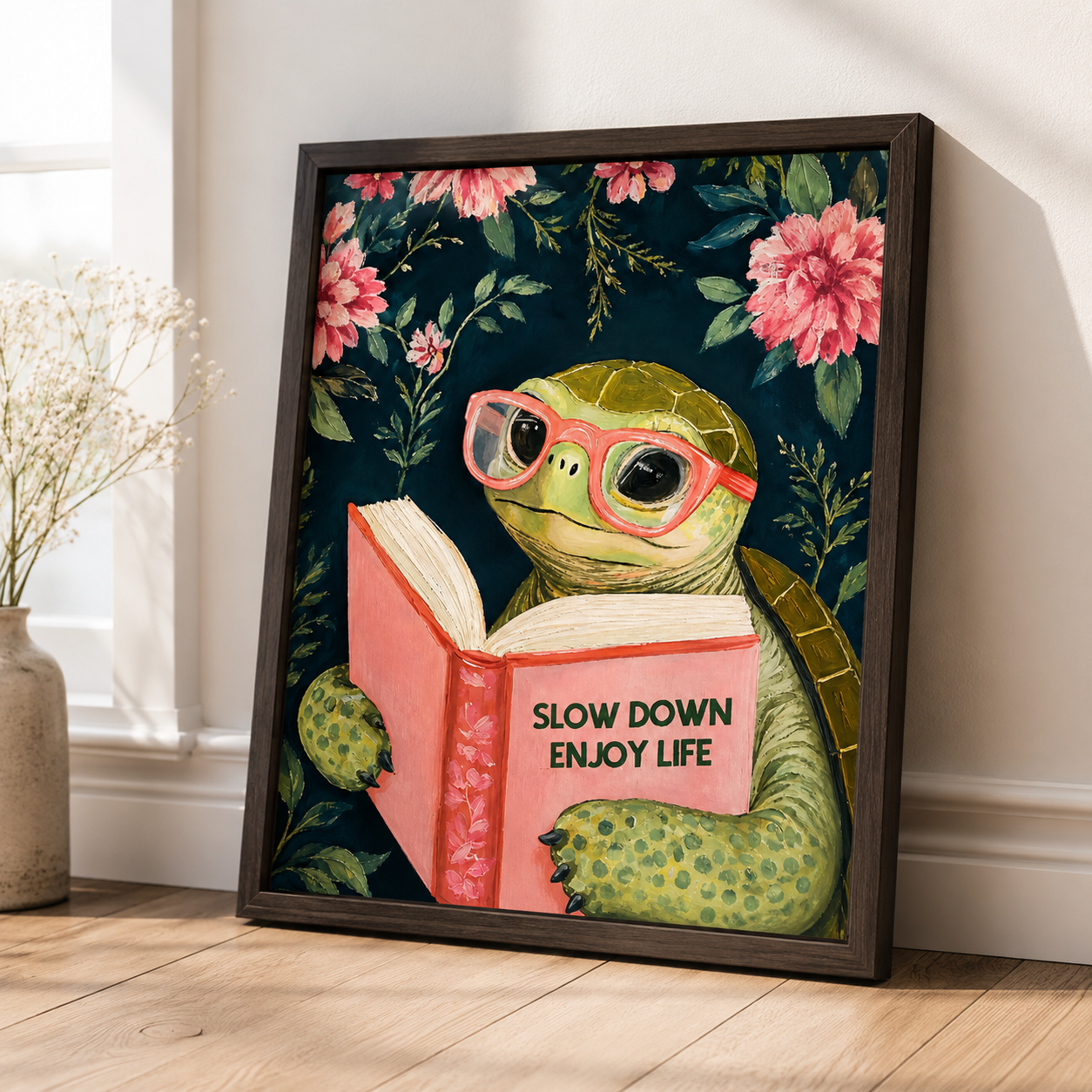 Slow Down Turtle Canvas Wall Art Aura Canvas