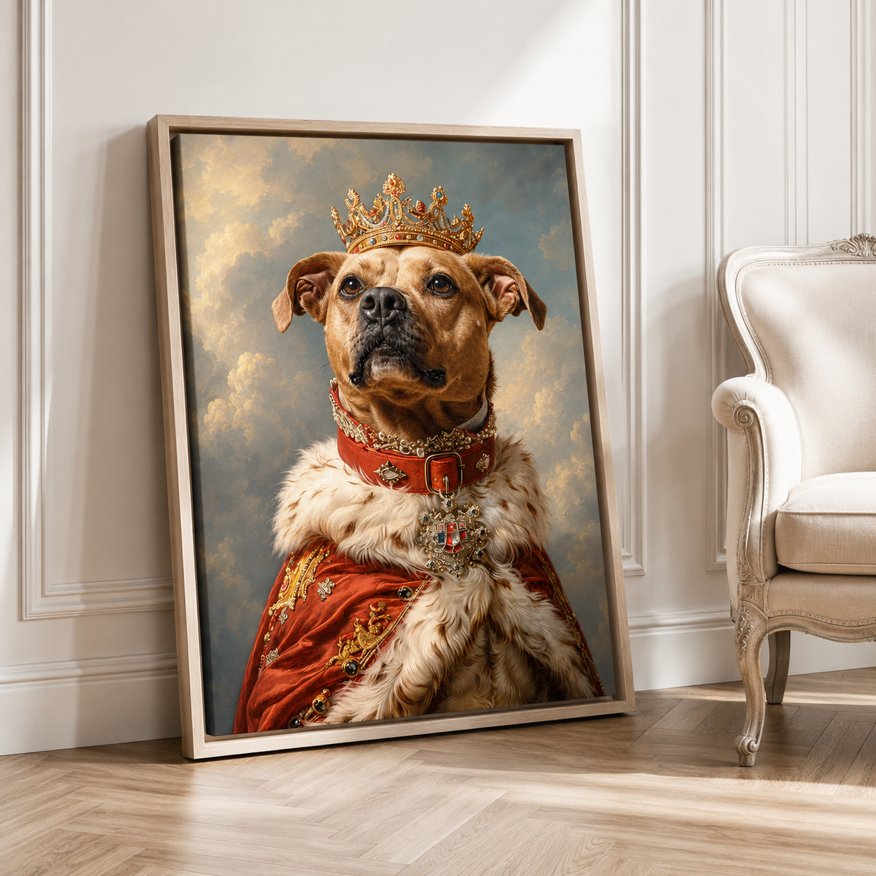 Custom Pet King Portrait Canvas Aura Canvas