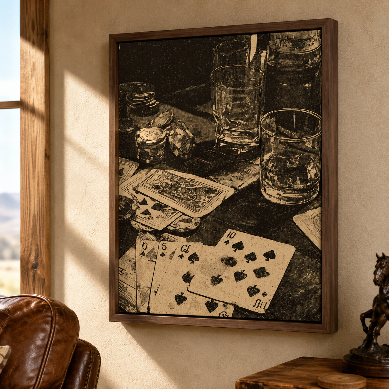 Vintage Poker Night Canvas Wall Art Aura Canvas