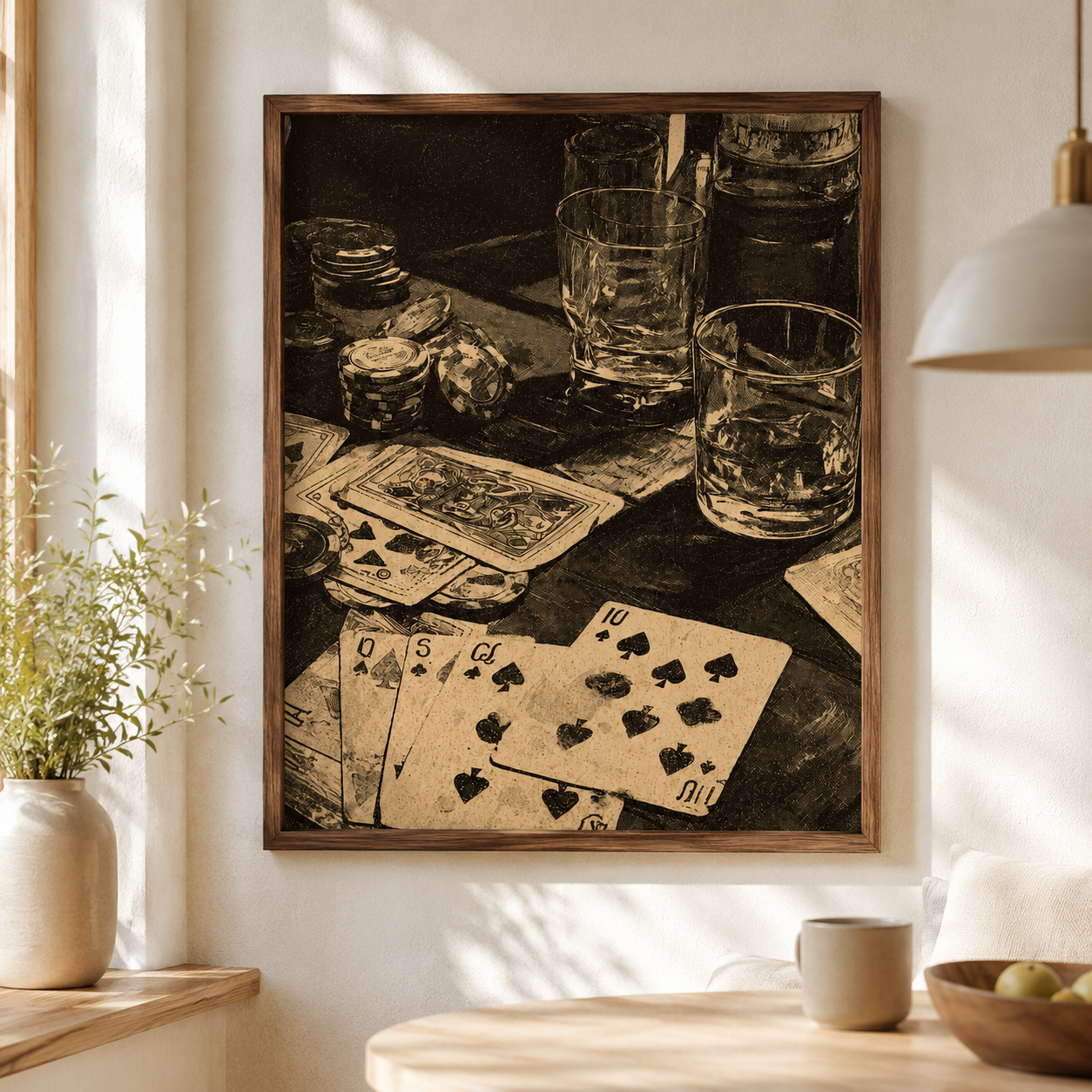 Vintage Poker Night Canvas Wall Art Aura Canvas