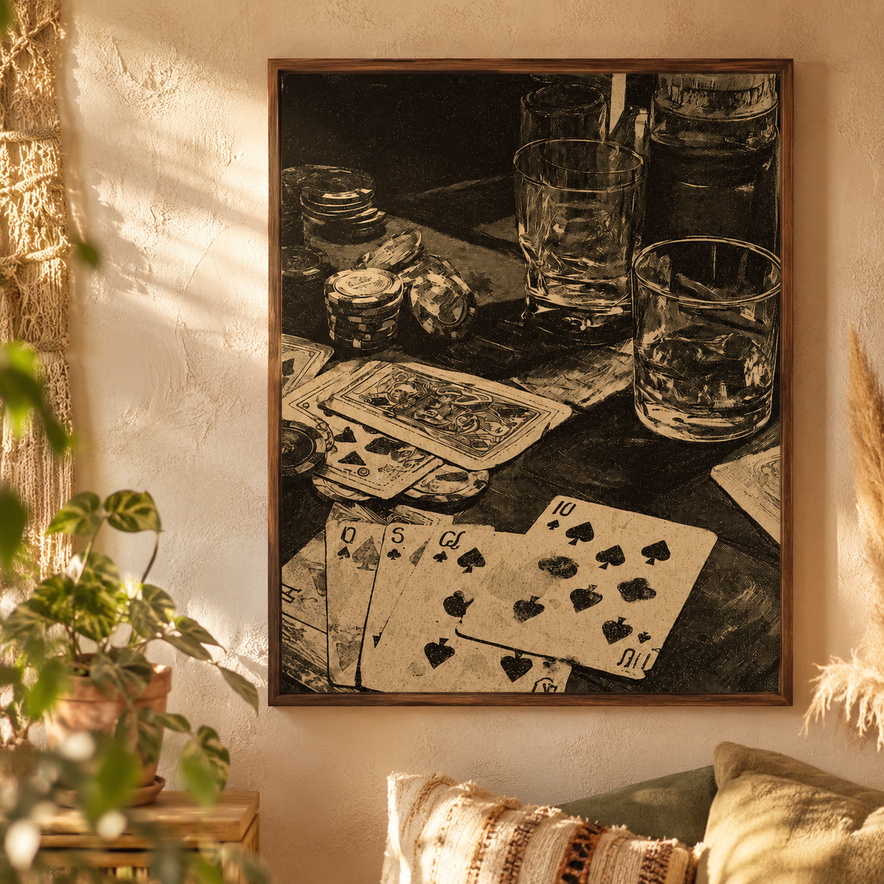 Vintage Poker Night Canvas Wall Art Aura Canvas