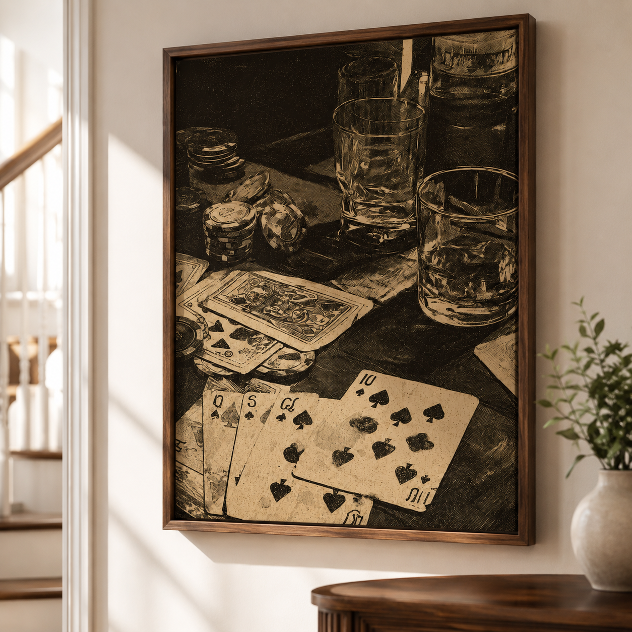 Vintage Poker Night Canvas Wall Art Aura Canvas