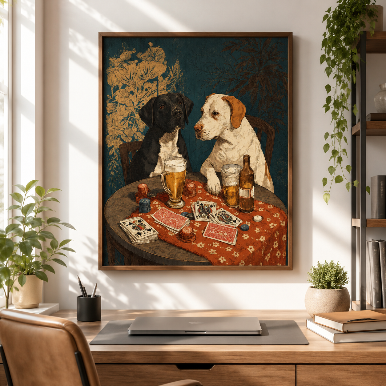 Dogs Playing Poker Canvas Wall Art Aura Canvas