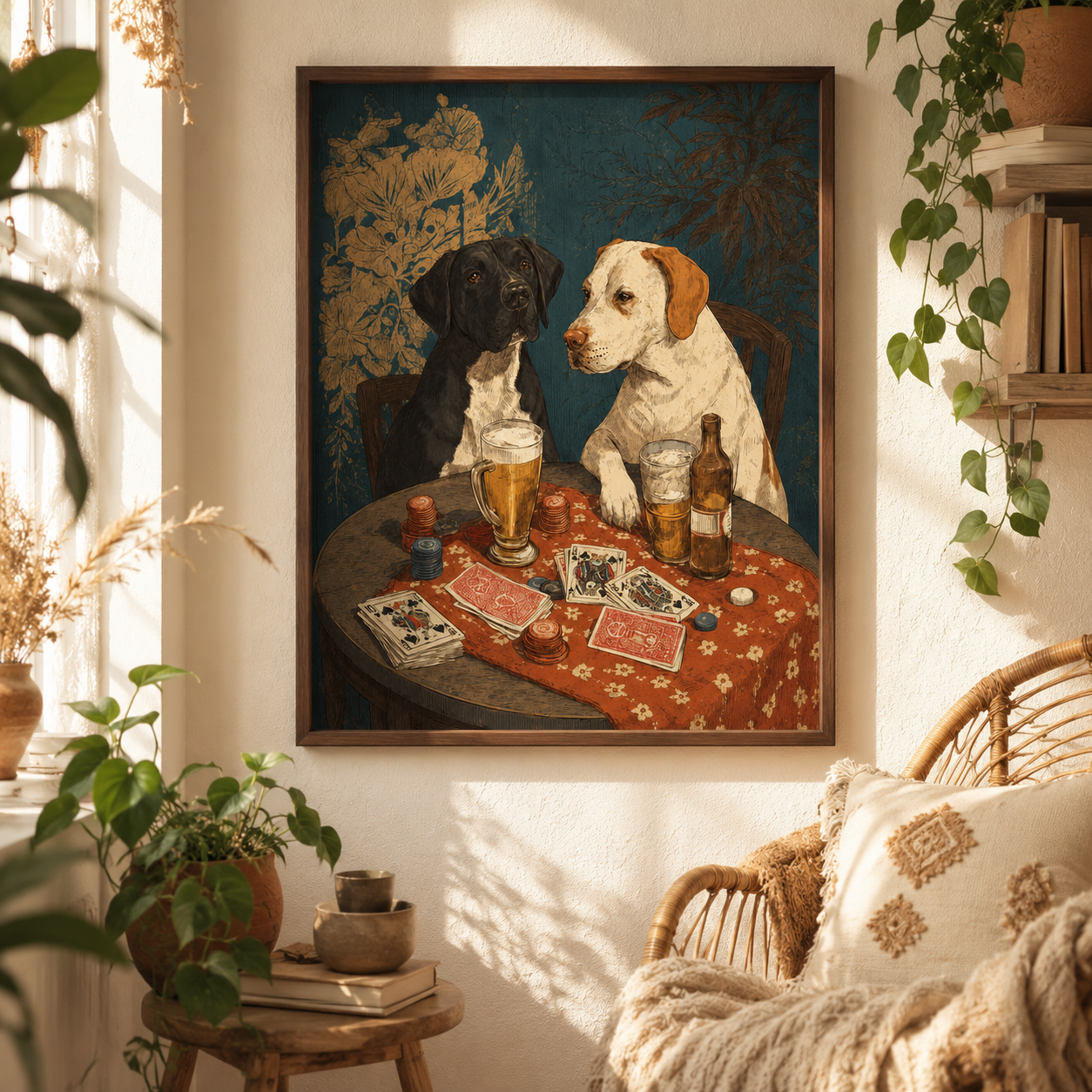 Dogs Playing Poker Canvas Wall Art Aura Canvas