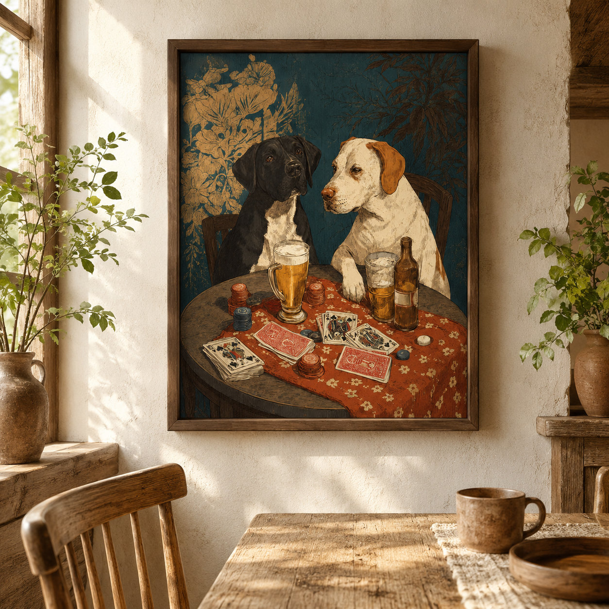 Dogs Playing Poker Canvas Wall Art Aura Canvas