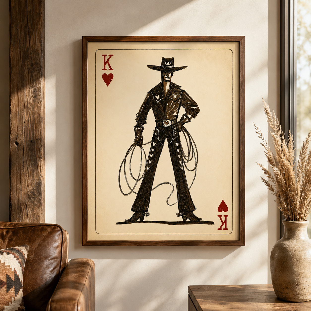 Cowboy King Playing Card Canvas Aura Canvas