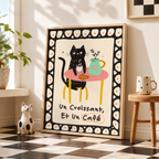 Black Cat Croissant Café Canvas Wall Art Aura Canvas