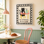 Black Cat Croissant Café Canvas Wall Art Aura Canvas