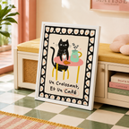 Black Cat Croissant Café Canvas Wall Art Aura Canvas