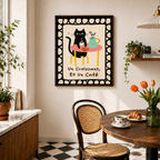 Black Cat Croissant Café Canvas Wall Art Aura Canvas