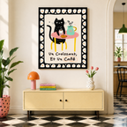 Black Cat Croissant Café Canvas Wall Art Aura Canvas