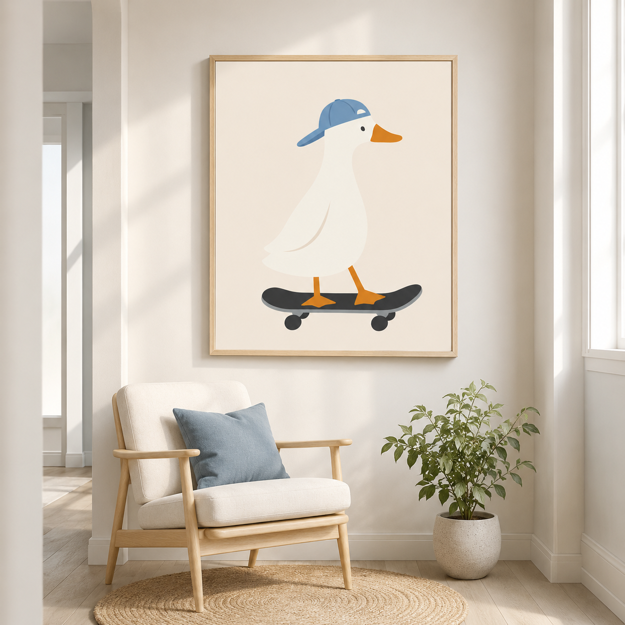 Skateboarding Duck Canvas Wall Art Aura Canvas