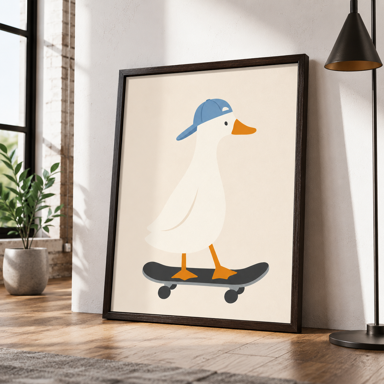 Skateboarding Duck Canvas Wall Art Aura Canvas