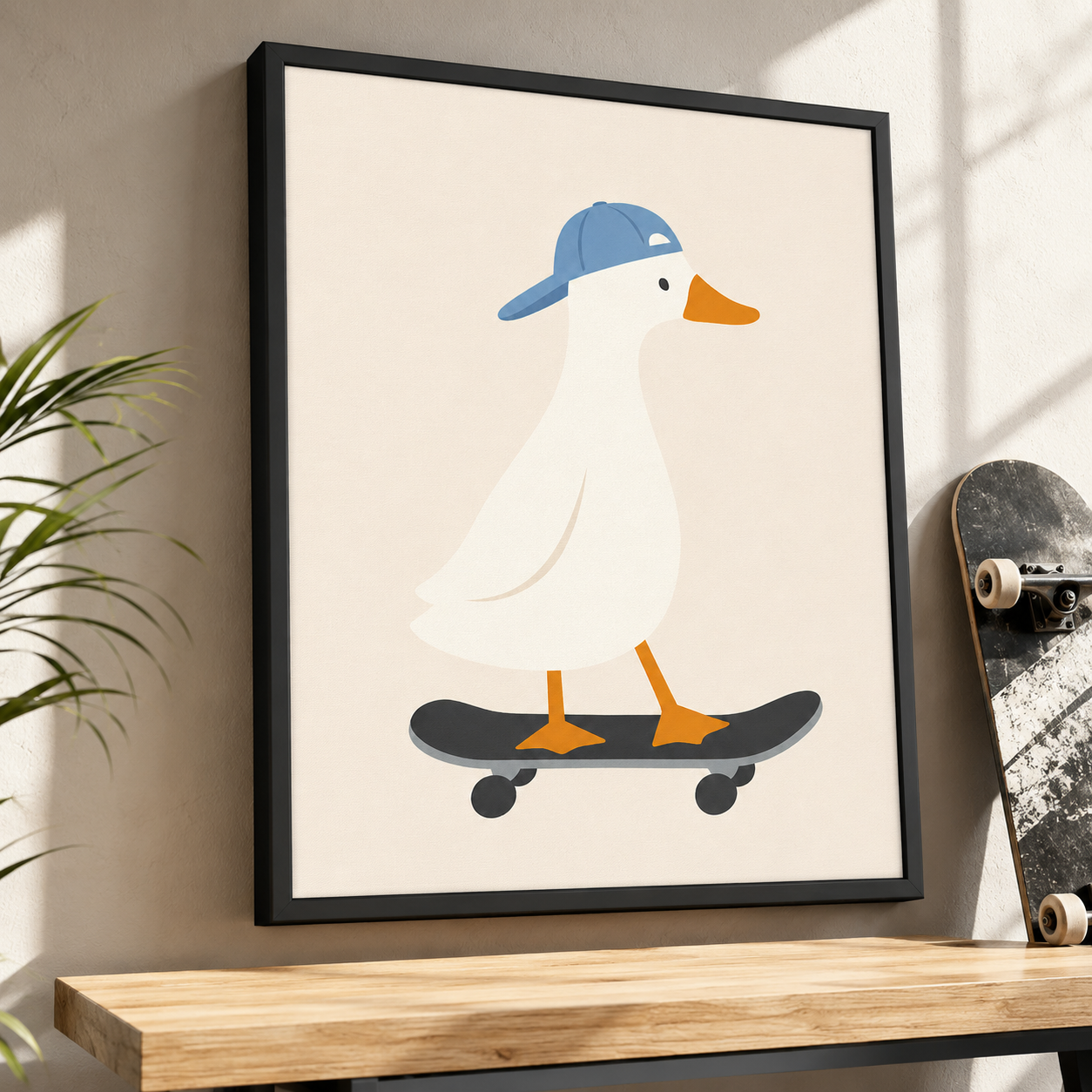 Skateboarding Duck Canvas Wall Art Aura Canvas