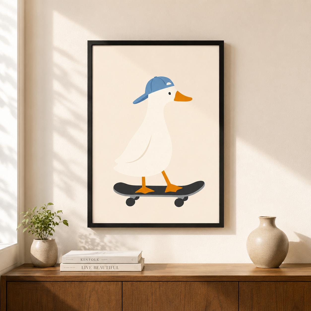 Skateboarding Duck Canvas Wall Art Aura Canvas