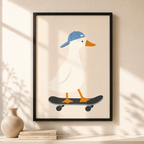 Skateboarding Duck Canvas Wall Art Aura Canvas