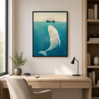Whale Under Ship Canvas Wall Art Aura Canvas