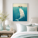 Whale Under Ship Canvas Wall Art Aura Canvas