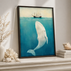 Whale Under Ship Canvas Wall Art Aura Canvas