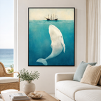 Whale Under Ship Canvas Wall Art Aura Canvas