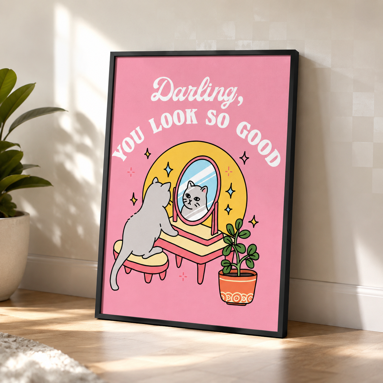 Darling You Look So Good Cat Canvas Wall Art Aura Canvas