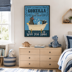 Funny Kaiju Bath Soap Canvas Wall Art Aura Canvas