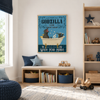 Funny Kaiju Bath Soap Canvas Wall Art Aura Canvas