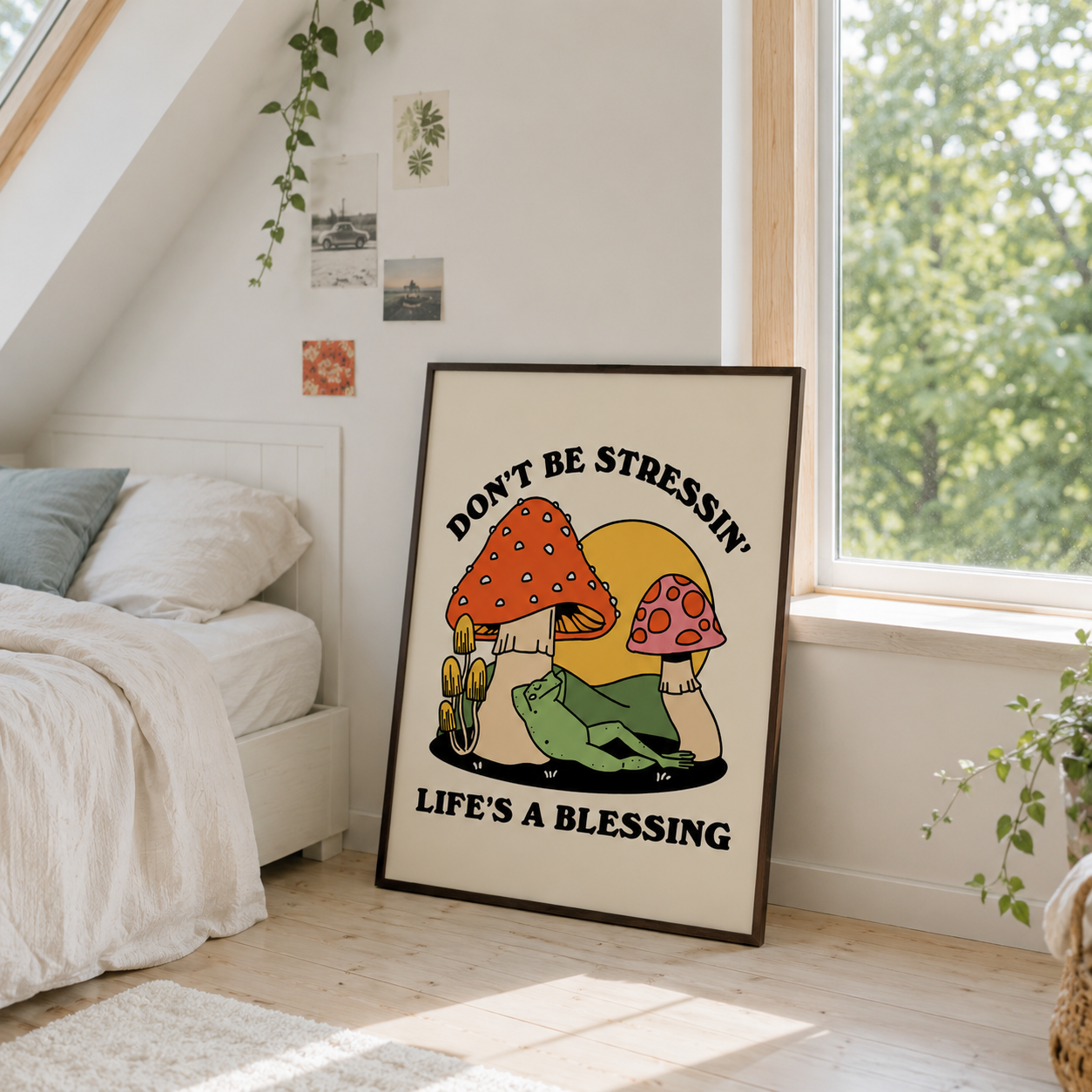 Don’t Be Stressin Mushroom Canvas Wall Art Aura Canvas