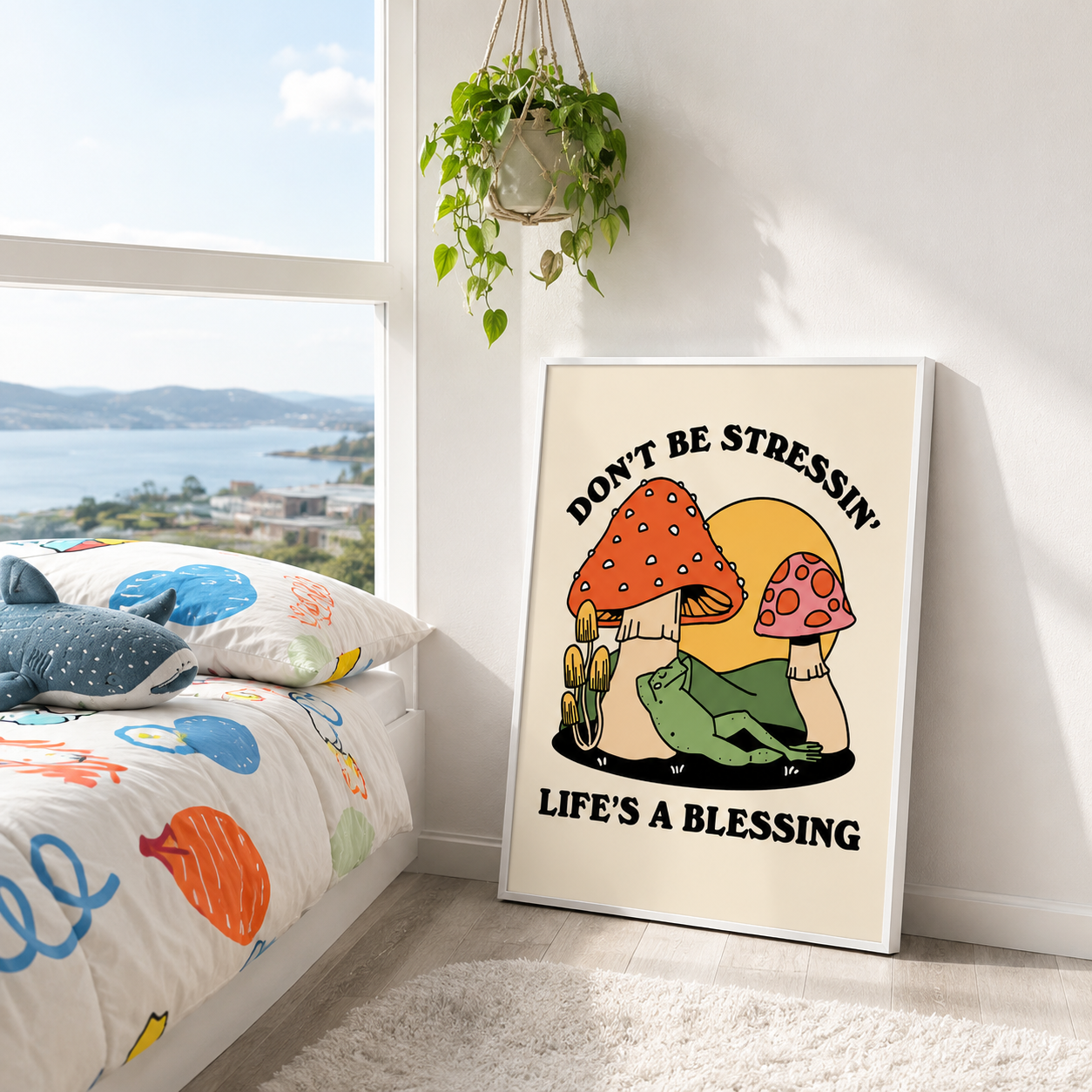 Don’t Be Stressin Mushroom Canvas Wall Art Aura Canvas