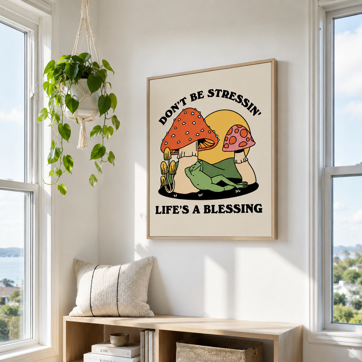 Don’t Be Stressin Mushroom Canvas Wall Art Aura Canvas