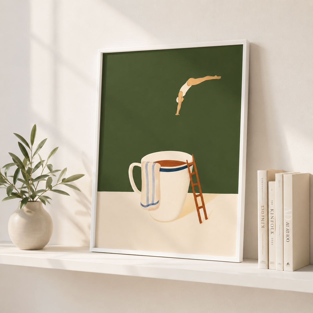 Tea Cup Diver Canvas Wall Art Aura Canvas
