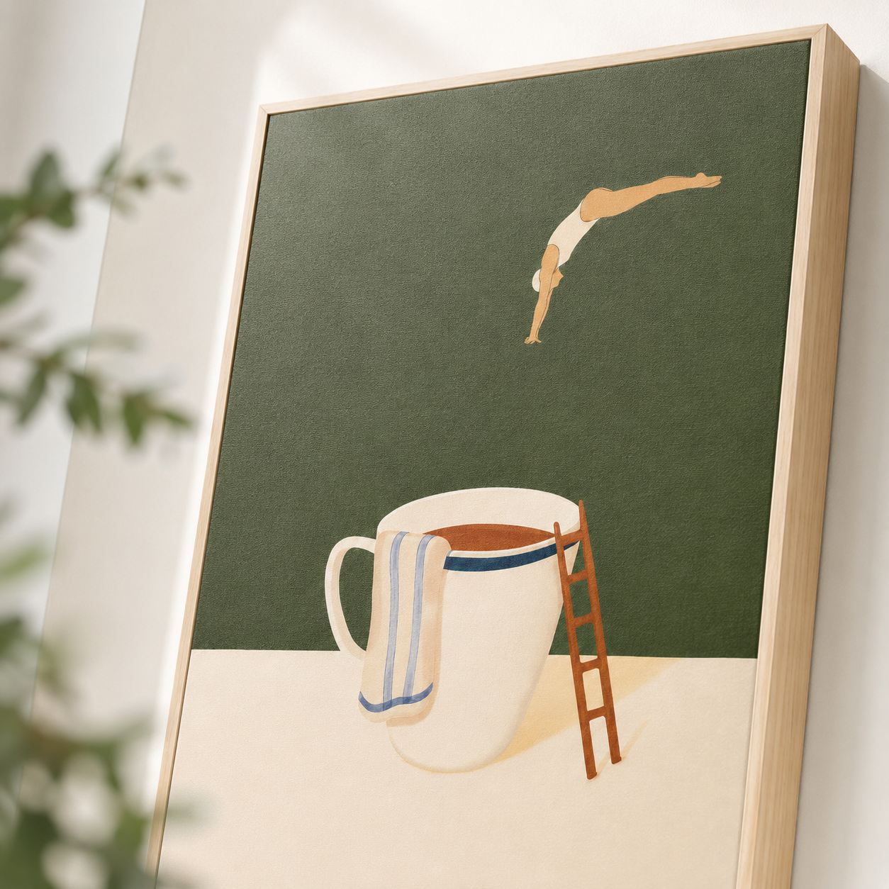 Tea Cup Diver Canvas Wall Art Aura Canvas