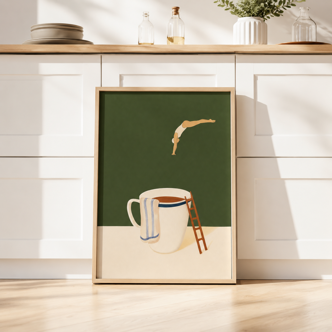 Tea Cup Diver Canvas Wall Art Aura Canvas