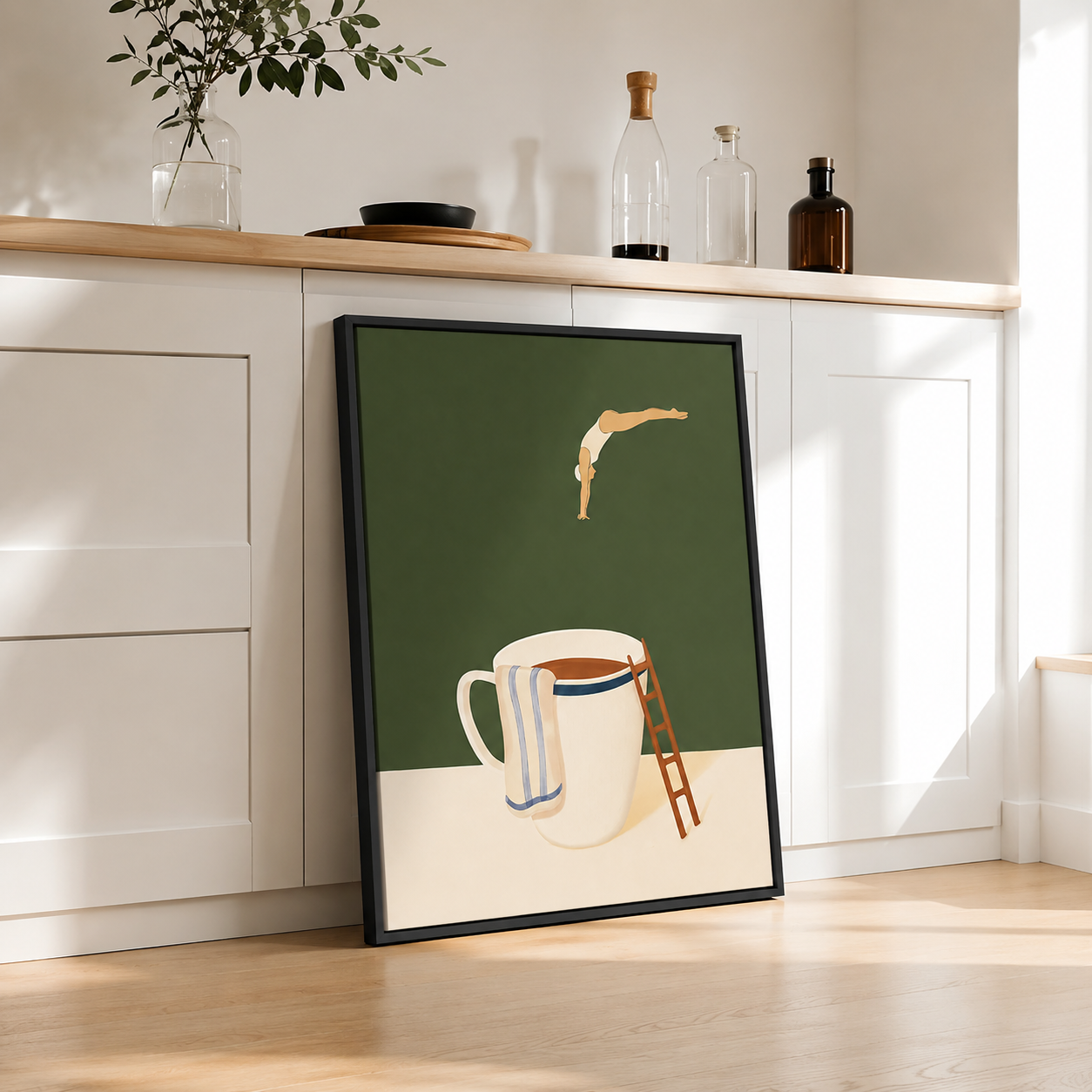 Tea Cup Diver Canvas Wall Art Aura Canvas