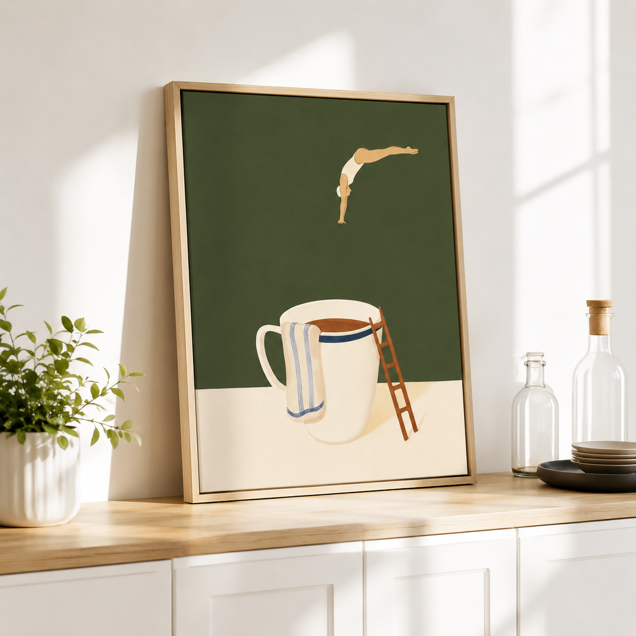 Tea Cup Diver Canvas Wall Art Aura Canvas