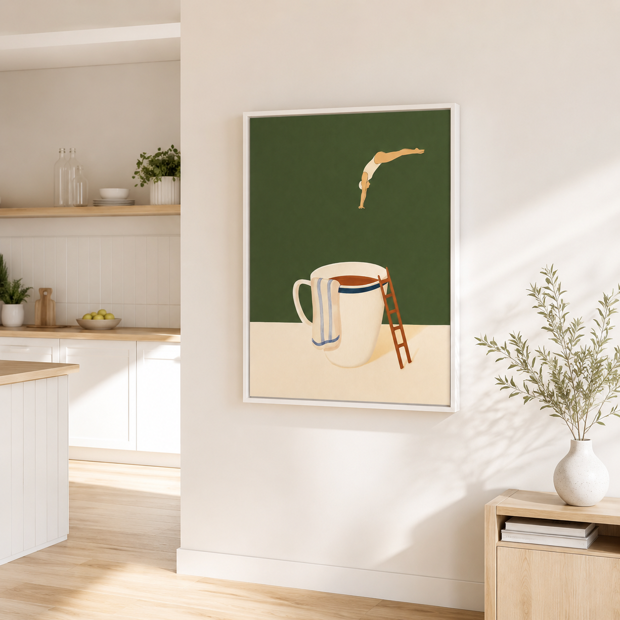 Tea Cup Diver Canvas Wall Art Aura Canvas