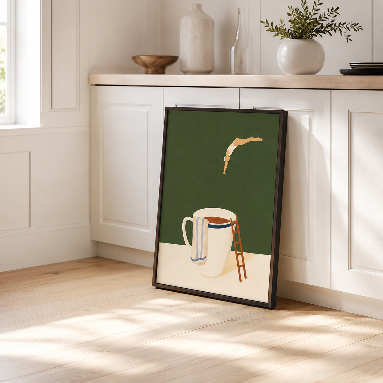 Tea Cup Diver Canvas Wall Art Aura Canvas