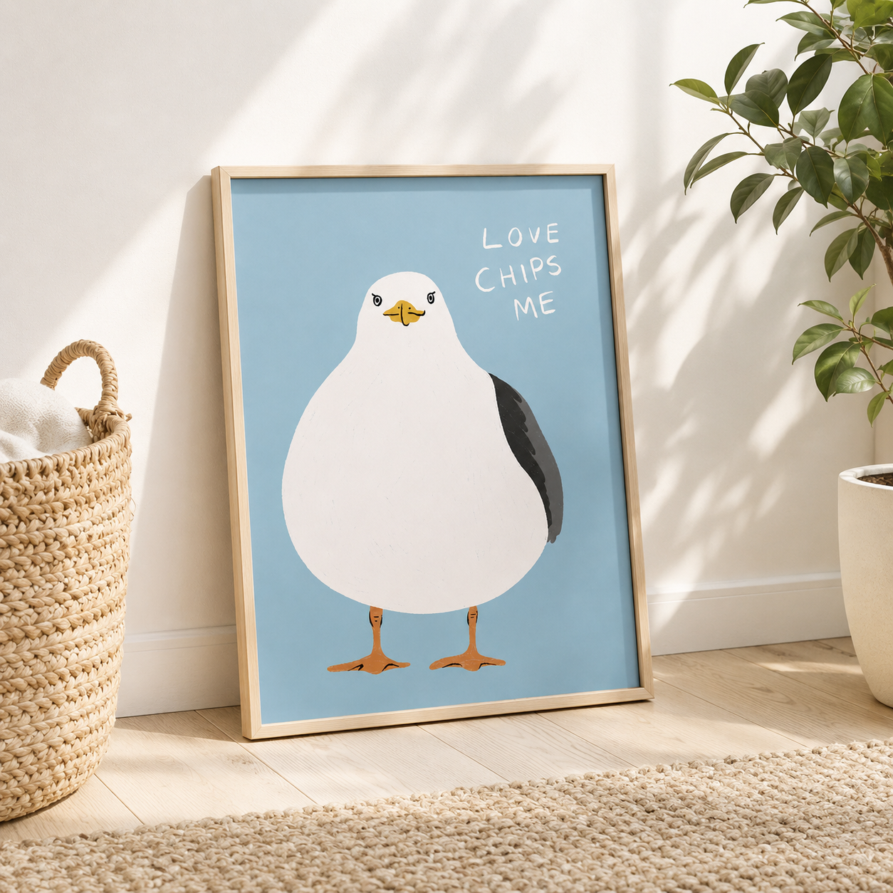 Love Chips Me Seagull Canvas Wall Art Aura Canvas