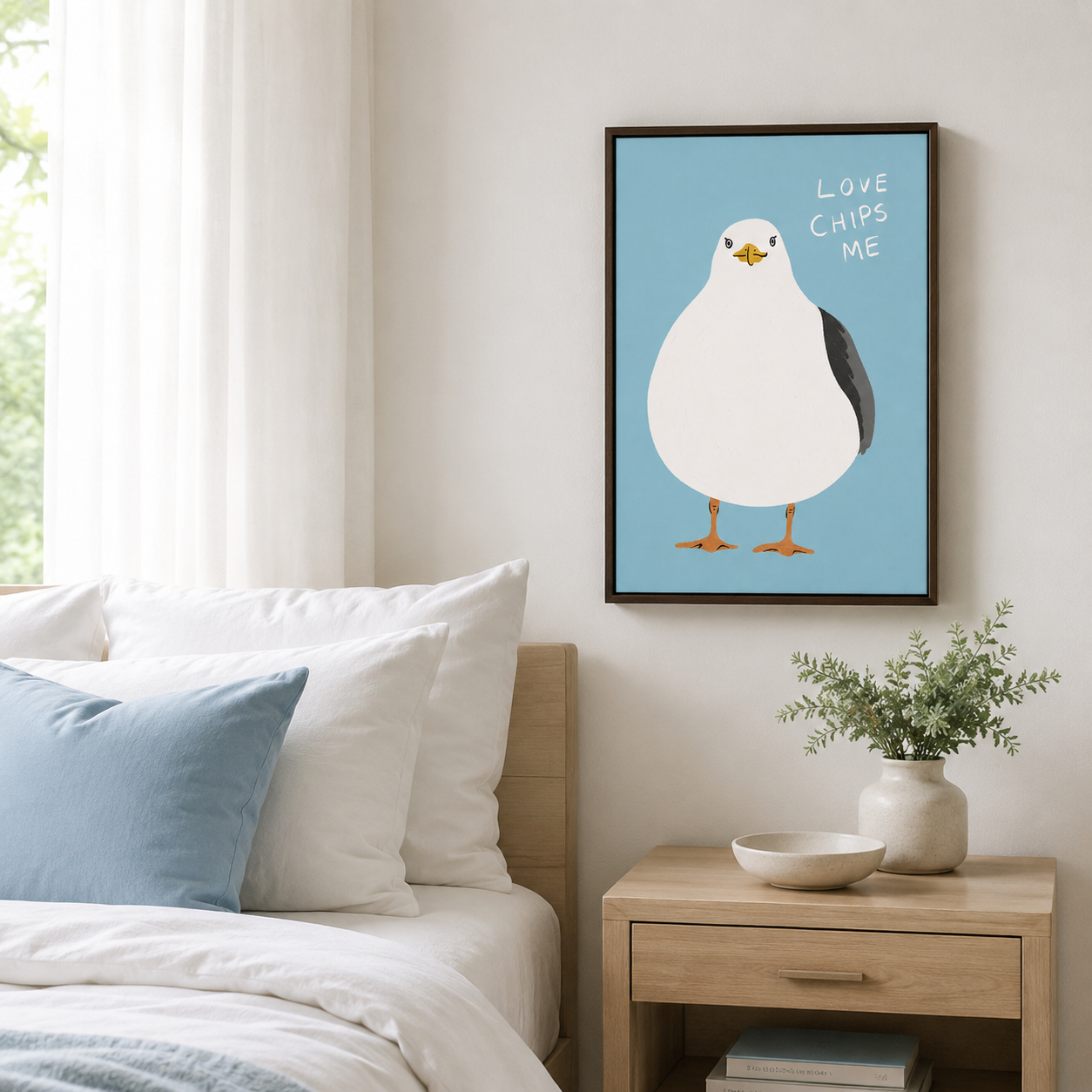 Love Chips Me Seagull Canvas Wall Art Aura Canvas