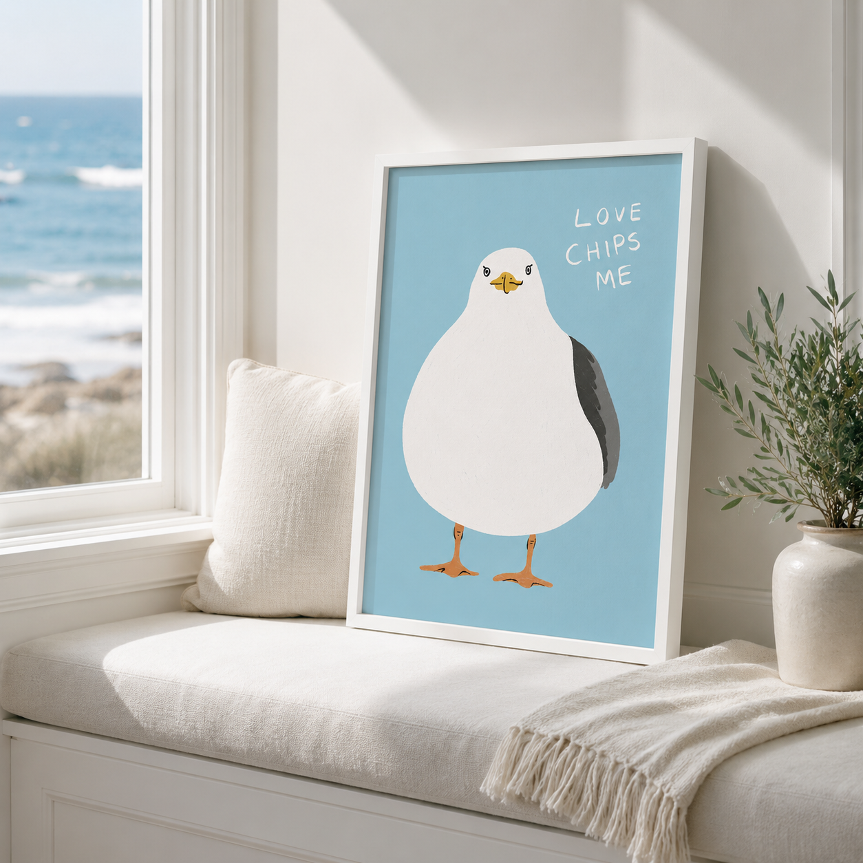 Love Chips Me Seagull Canvas Wall Art Aura Canvas