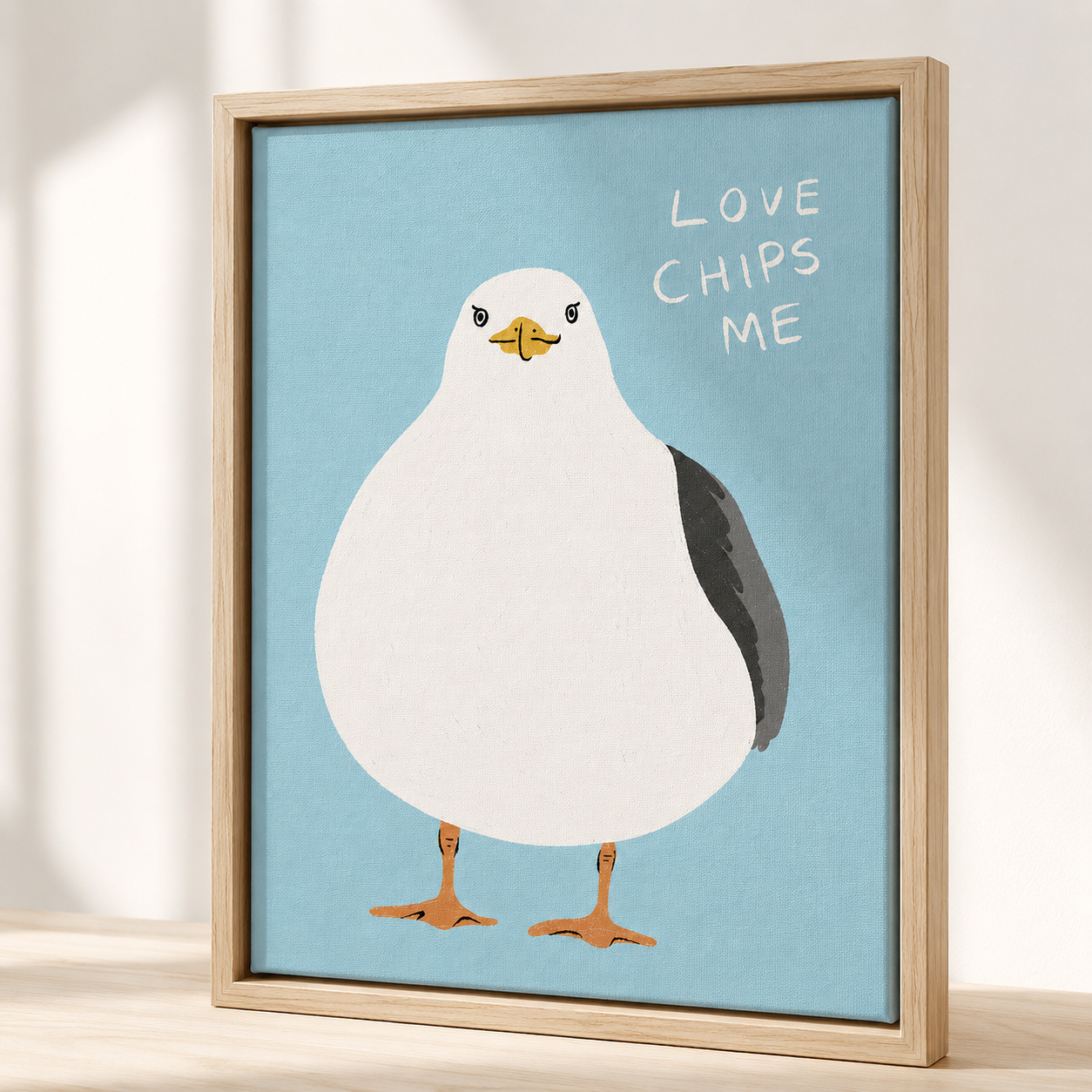 Love Chips Me Seagull Canvas Wall Art Aura Canvas