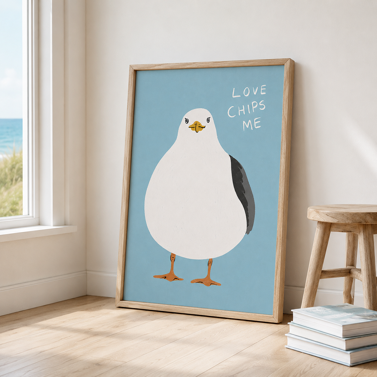 Love Chips Me Seagull Canvas Wall Art Aura Canvas