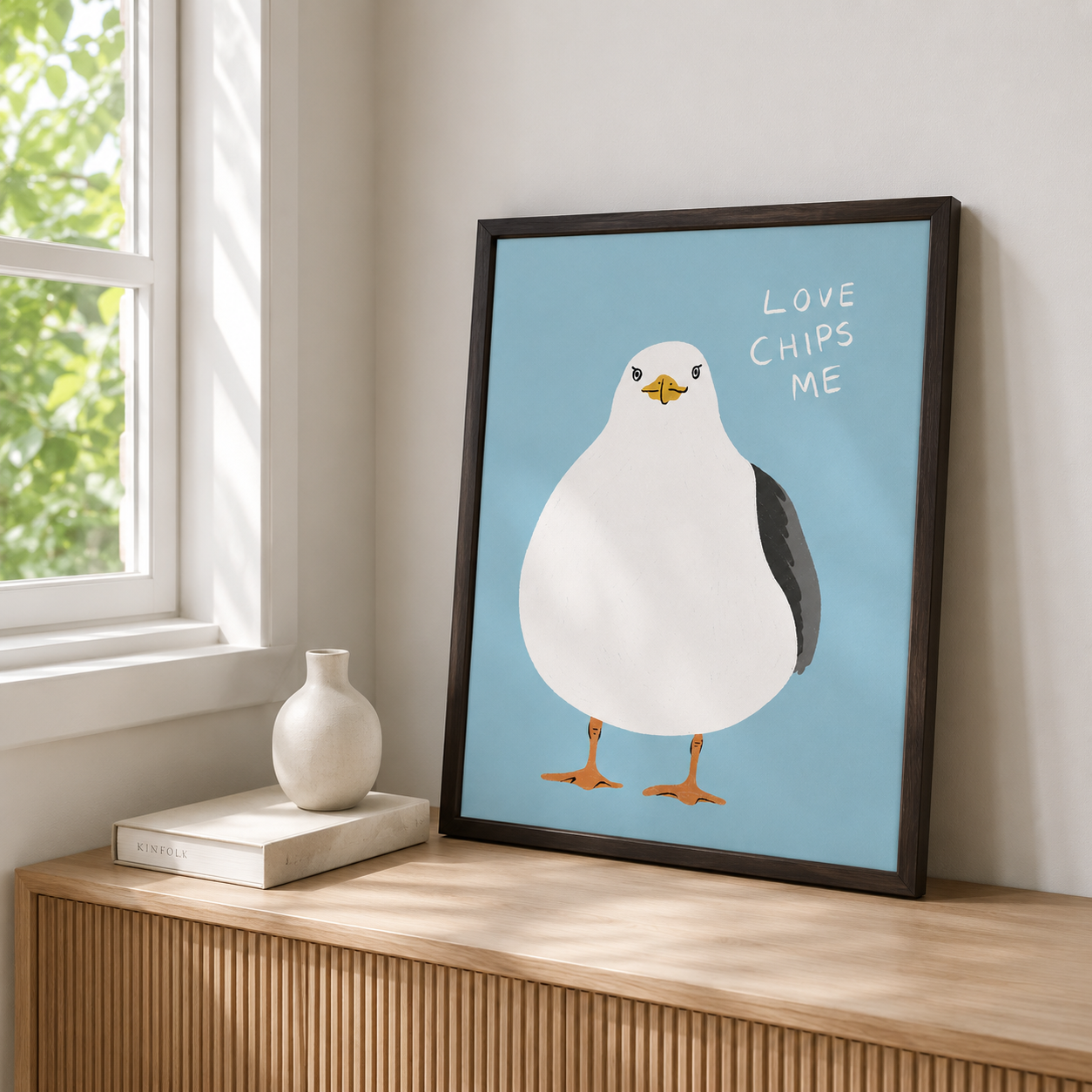 Love Chips Me Seagull Canvas Wall Art Aura Canvas