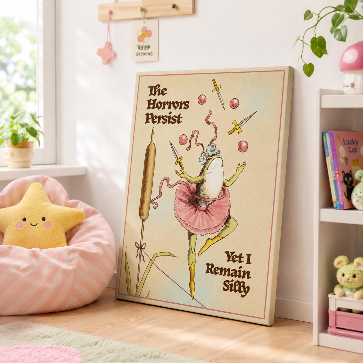 The Horrors Persist Frog Canvas Wall Art Aura Canvas