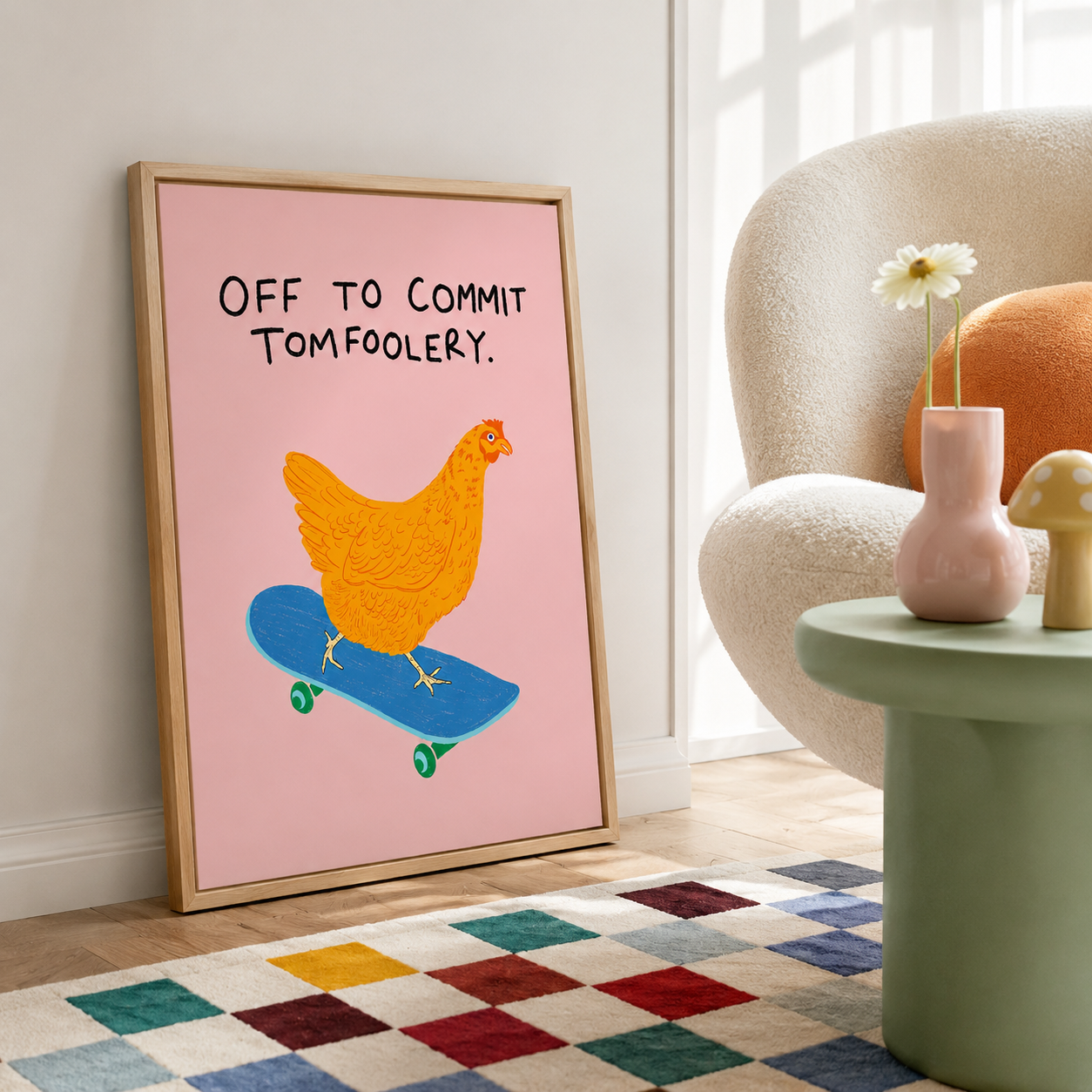 Off To Commit Tomfoolery Chicken Canvas Wall Art Aura Canvas
