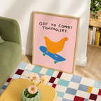 Off To Commit Tomfoolery Chicken Canvas Wall Art Aura Canvas