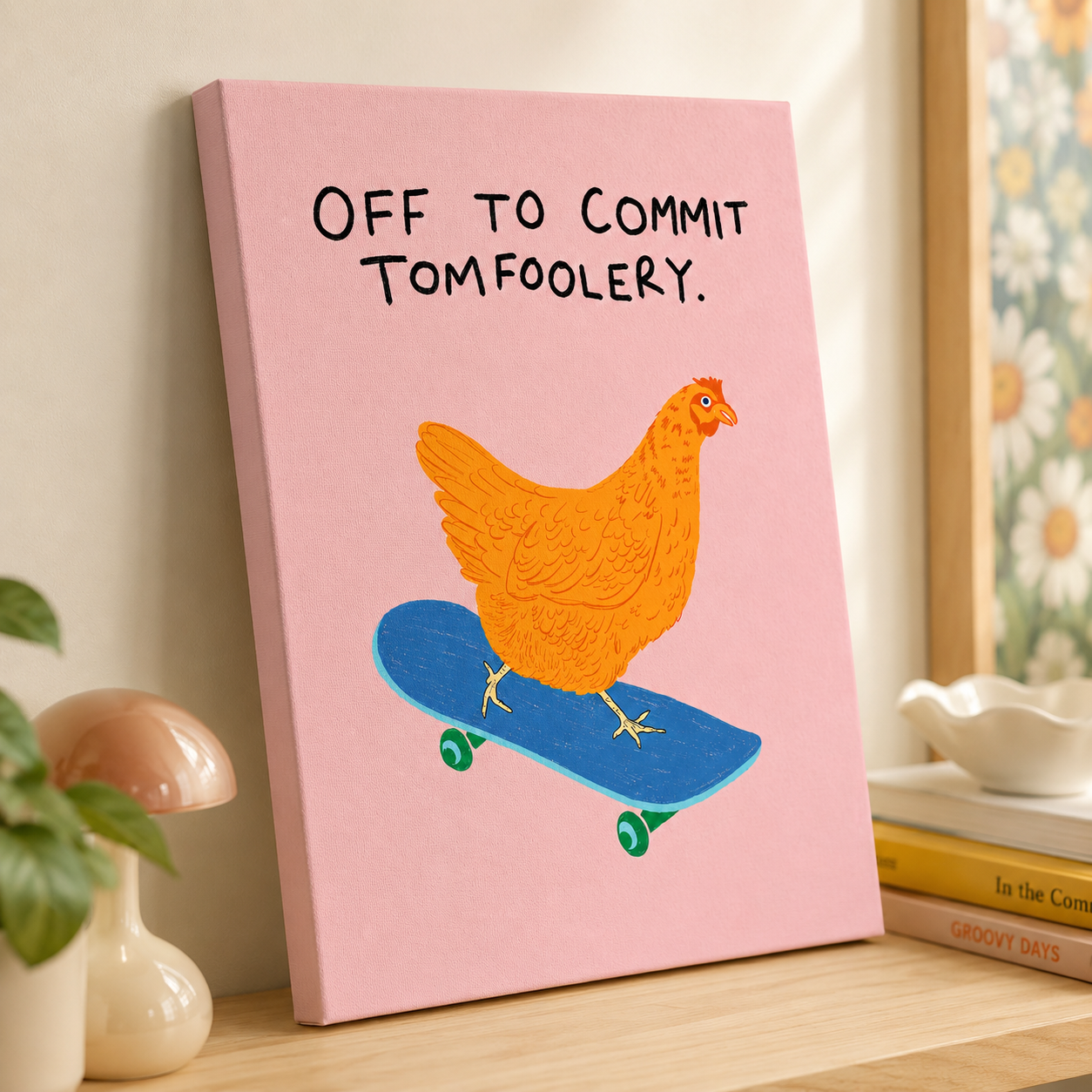 Off To Commit Tomfoolery Chicken Canvas Wall Art Aura Canvas