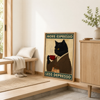 More Espresso Less Depresso Black Cat Canvas Wall Art Aura Canvas