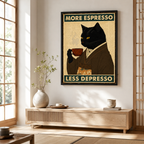 More Espresso Less Depresso Black Cat Canvas Wall Art Aura Canvas