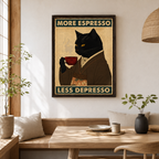 More Espresso Less Depresso Black Cat Canvas Wall Art Aura Canvas